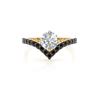 Prong Set Side Stone Engagement Black Diamond Ring