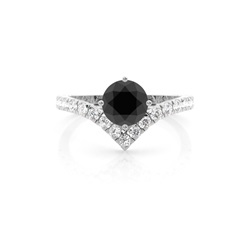 Krappen-Set Seitenstein-Verlobungsring mit schwarzem Diamant
