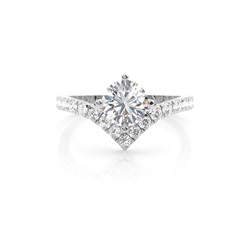 Prong Round Side Stone Diamond Engagement Ring