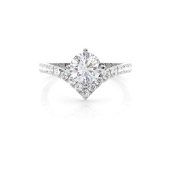 Prong Round Side Stone Moissanite Engagement Ring