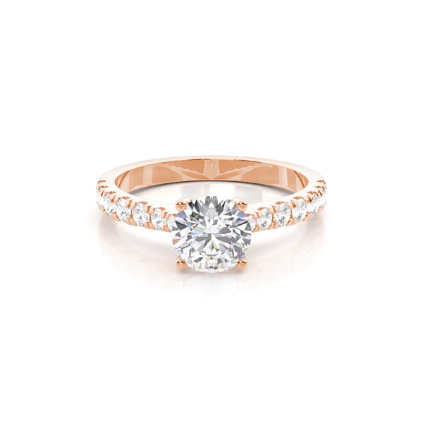 Prong Set Round Side Stone Diamond Engagement Ring