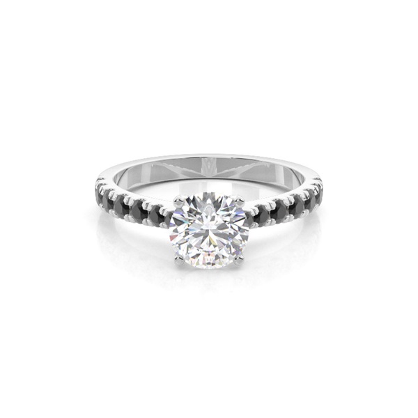 Prong Setting Black Diamond Engagement Ring