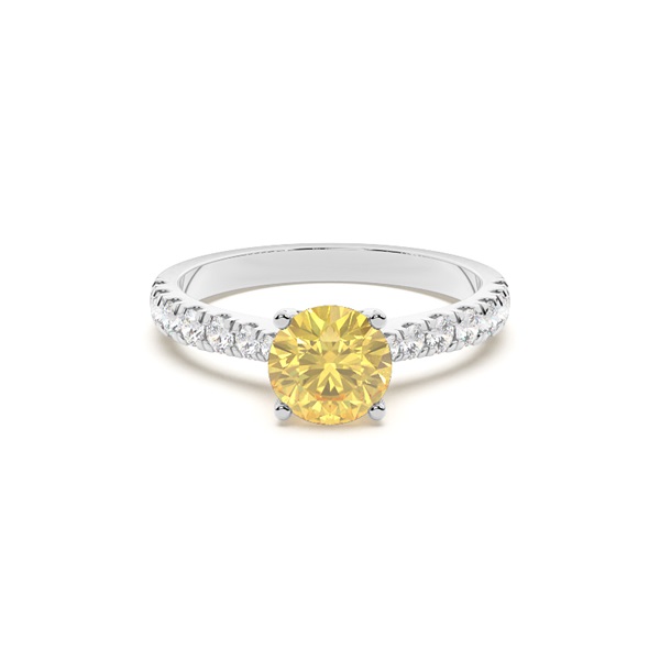 Yellow Diamond Side Stone Engagement Ring