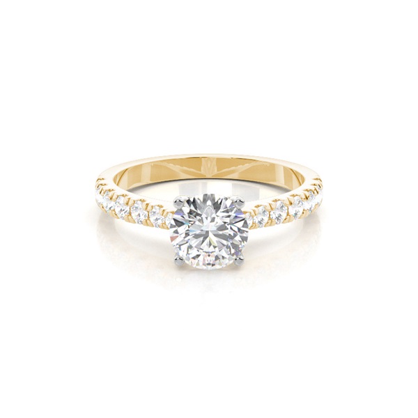 Prong Set Round Side Stone Diamond Engagement Ring