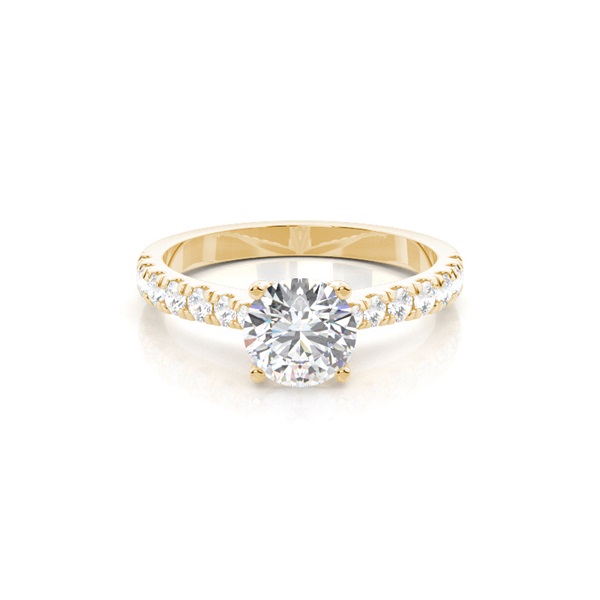 Prong Set Round Side Stone Diamond Engagement Ring