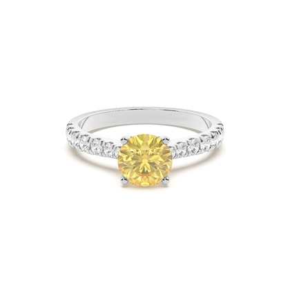 Yellow Diamond Side Stone Engagement Ring