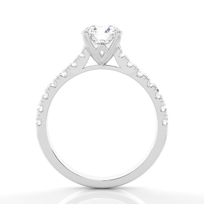Prong Set Round Side Stone Diamond Engagement Ring