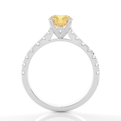 Yellow Diamond Side Stone Engagement Ring