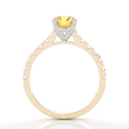 Verlobungsring mit gelbem Diamant und seitlichem Stein