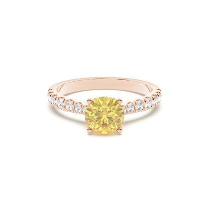Yellow Diamond Side Stone Engagement Ring