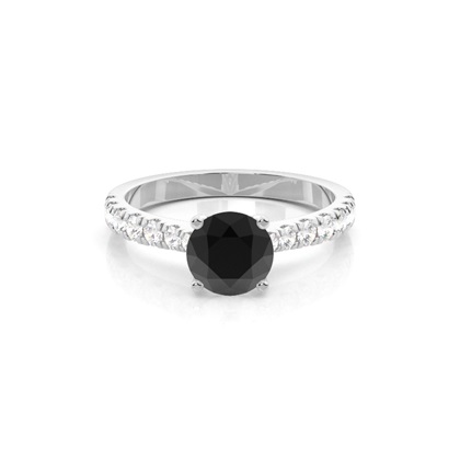 Silver Side Stone Diamond Rings