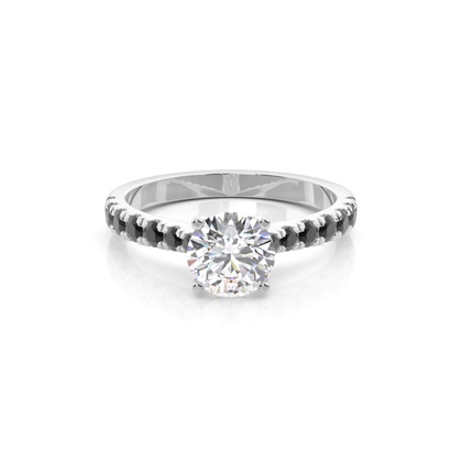 Prong Setting Black Diamond Engagement Ring