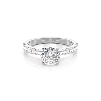 Prong Set Round Side Stone Diamond Ring
