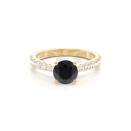Yellow Gold Black Diamond Engagement Rings