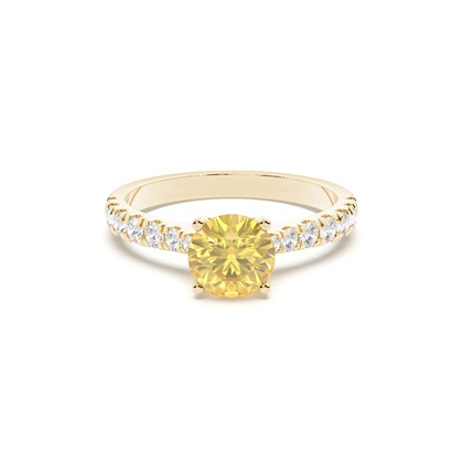 Yellow Diamond Side Stone Engagement Ring