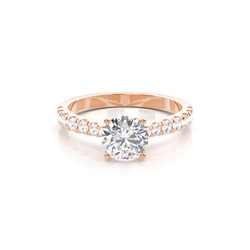 Prong Set Round Side Stone Diamond Engagement Ring
