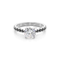 Prong Setting Black Diamond Engagement Ring