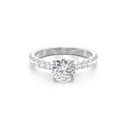 Zinken Set runde Seite Stein Diamant Verlobungsring