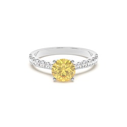 Yellow Diamond Side Stone Engagement Ring
