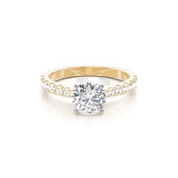 Zinken Set runde Seite Stein Diamant Verlobungsring