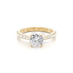 Prong Set Round Side Stone Diamond Engagement Ring