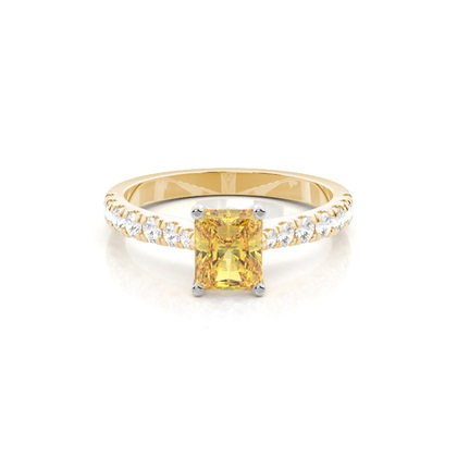 Radiant Mixed Metals Yellow Diamond Engagement Rings