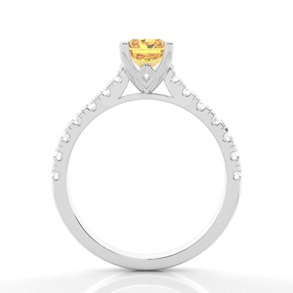 Verlobungsring mit gelbem Diamant und seitlichem Stein