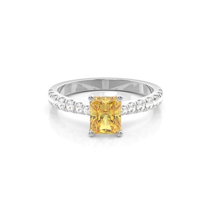 Radiant Silver Side Stone Diamond Rings