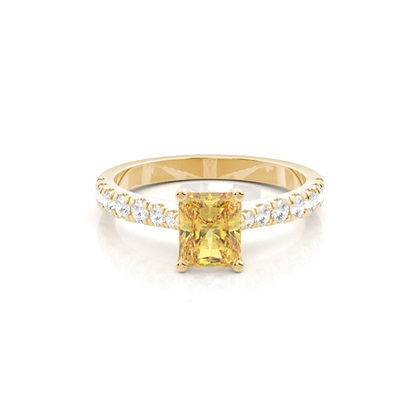 Yellow Diamond Side Stone Engagement Ring