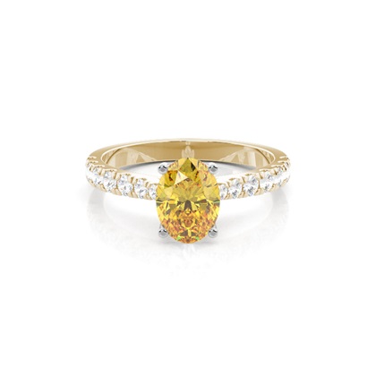 Oval Mixed Metals Yellow Diamond Engagement Rings