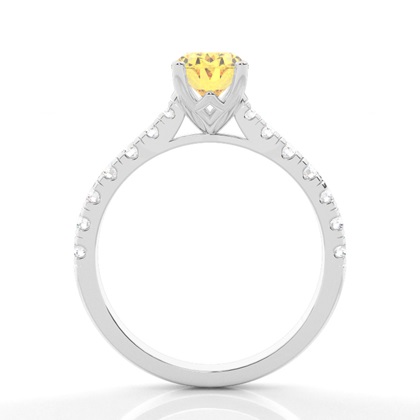 Verlobungsring mit gelbem Diamant und seitlichem Stein