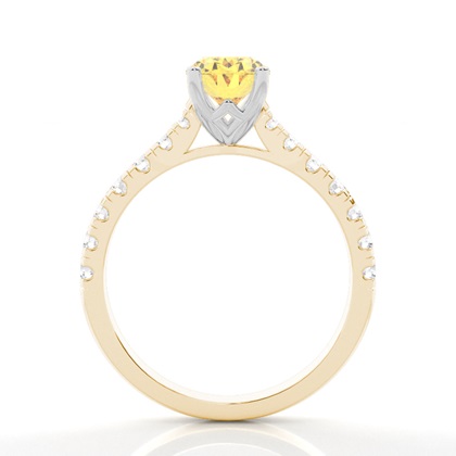 Verlobungsring mit gelbem Diamant und seitlichem Stein