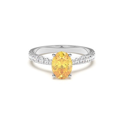 Yellow Diamond Side Stone Engagement Ring
