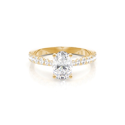 Oval Yellow Gold Side Stone Diamond Rings