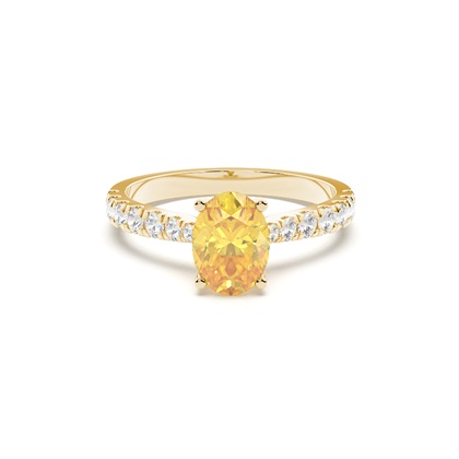 Yellow Diamond Side Stone Engagement Ring