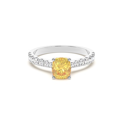 Yellow Diamond Side Stone Engagement Ring