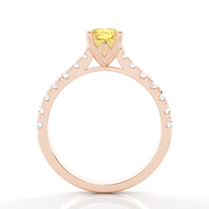 Verlobungsring mit gelbem Diamant und seitlichem Stein