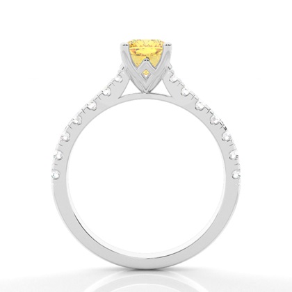 Verlobungsring mit gelbem Diamant und seitlichem Stein