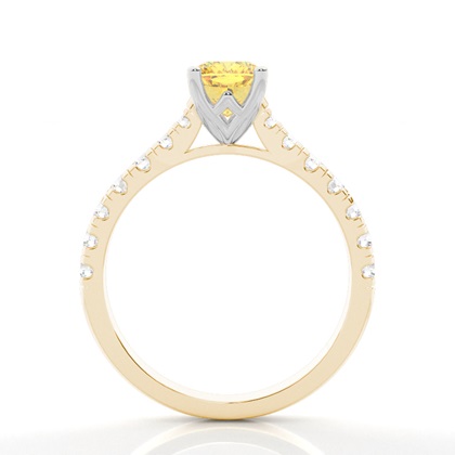 Verlobungsring mit gelbem Diamant und seitlichem Stein