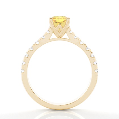 Verlobungsring mit gelbem Diamant und seitlichem Stein