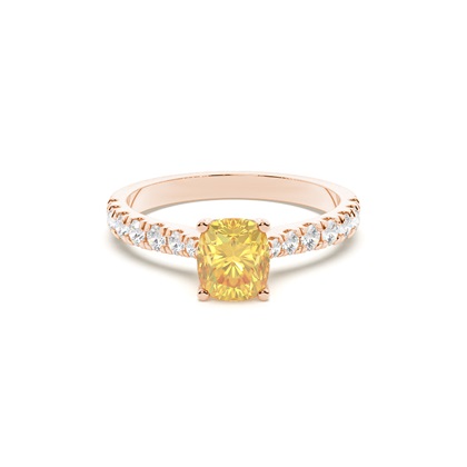 Yellow Diamond Side Stone Engagement Ring