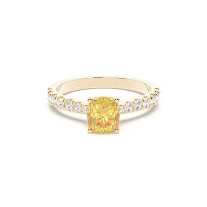Yellow Diamond Side Stone Engagement Ring