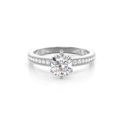 Prong Set Round Side Stone Diamond Engagement Ring