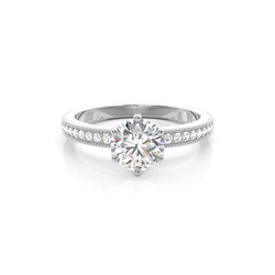 Zinken Set runde Seite Stein Diamant Verlobungsring
