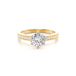 Zinken Set runde Seite Stein Diamant Verlobungsring