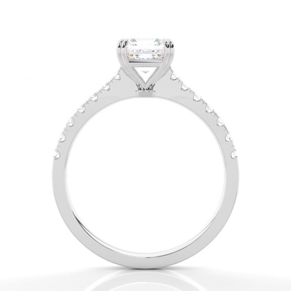 Asscher Platinum Side Stone Diamond Rings