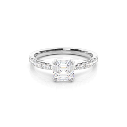 Asscher Side Stone Diamond Rings