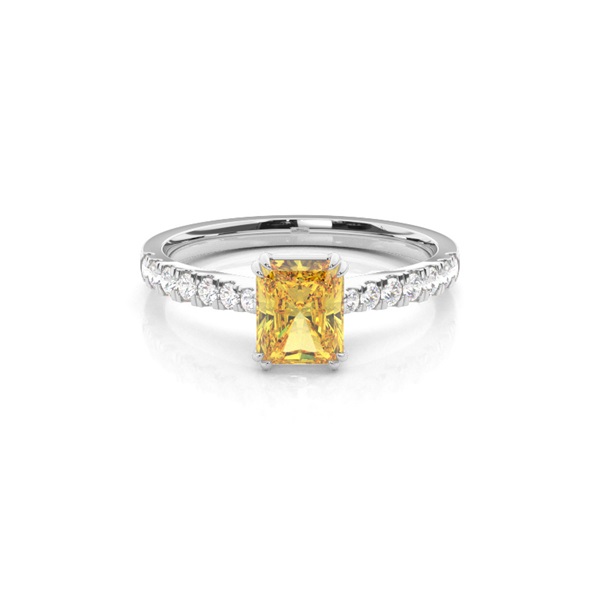 Yellow Diamond Side Stone Engagement Ring