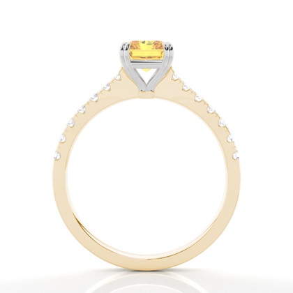 Verlobungsring mit gelbem Diamant und seitlichem Stein