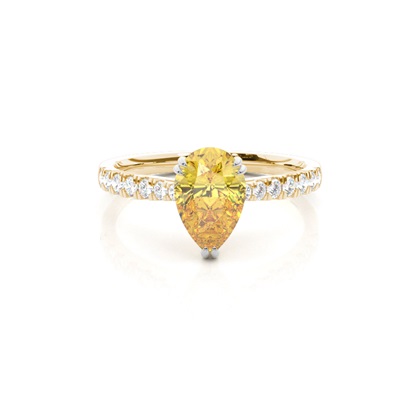 Pear Mixed Metals Yellow Diamond Engagement Rings